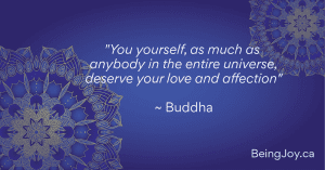 Indigo mandala with quote - "You yourself, as much as anybody in the entire universe, deserve your love and affection" ~ Buddha