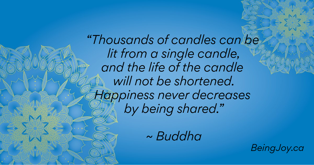 Blue Mandala With Quote - “Thousands Of Candles Can Be Lit From A Single Candle, And The Life Of The Candle Will Not Be Shortened. Happiness Never Decreases By Being Shared.” ~ Buddha