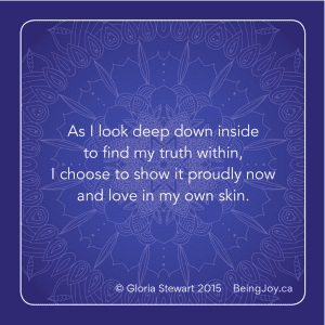 Gloria Stewart quote - As I look deep down inside to find my truth within, I choose to show it proudly now and love in my own skin.
