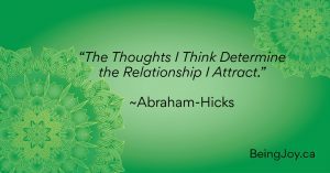 quote over green mandala - “The Thoughts I Think Determine the Relationship I Attract.” ⁓ Abraham-Hicks